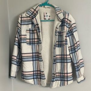Girls pink and blue plaid shacket